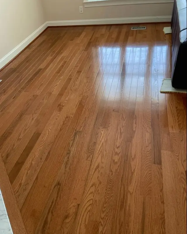 Solid oak hardwood floor with a satin finish